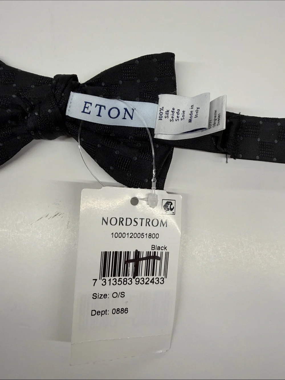NEW Eton Men’s Checkered 100% Silk Bow Tie